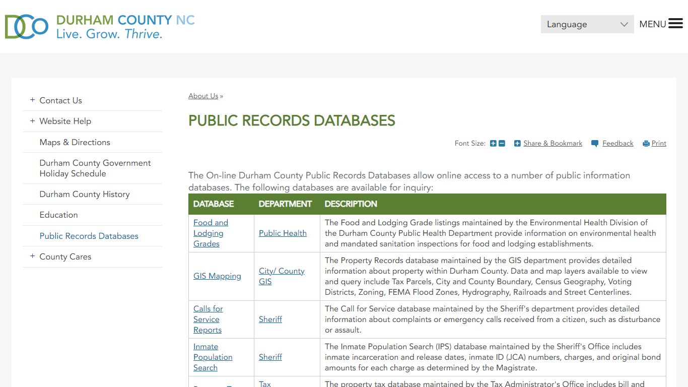 Public Records Databases | Durham County - DCONC